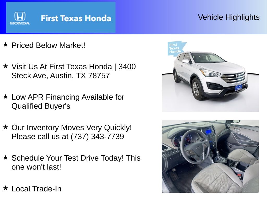 Used Car 2016 Hyundai Santa Fe Sport  2.4 Base For Sale Under $10,000 In Austin, Texas