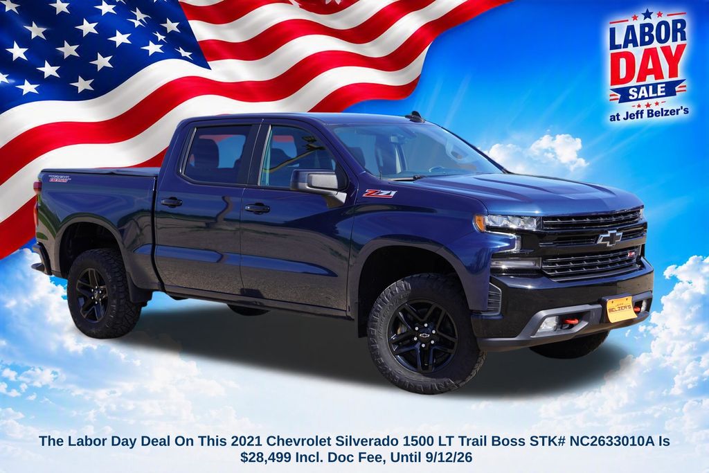 Northsky Blue Metallic 2021 Chevrolet Silverado 1500 Pickup Truck Four-Wheel Drive Automatic