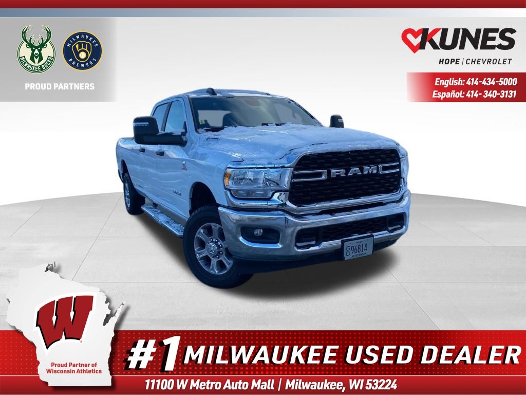 Bright White Clearcoat 2024 RAM 3500 Big Horn Crew Cab LB 4WD Pickup Truck Four-Wheel Drive 6-Speed Automatic