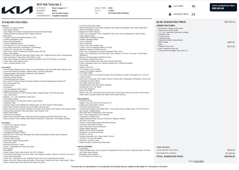 2021 Kia Telluride S AWD