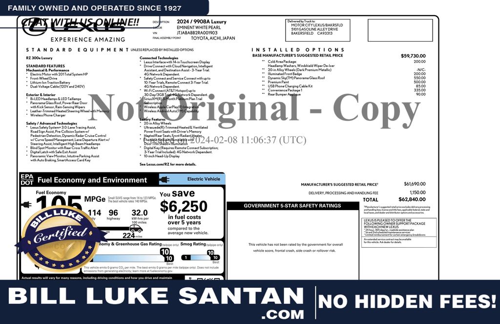 2024 Lexus RZ 300e Luxury FWD