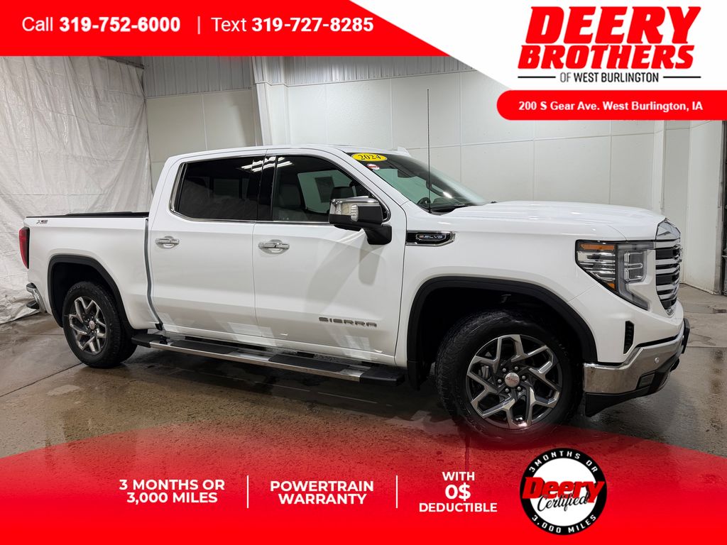 Summit White 2024 GMC Sierra 1500 SLT Crew Cab 4WD Pickup Truck Four-Wheel Drive Automatic