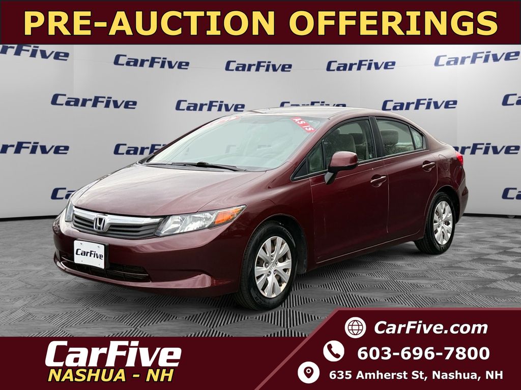 Red 2012 Honda Civic LX Sedan Front-Wheel Drive 5-Speed Automatic