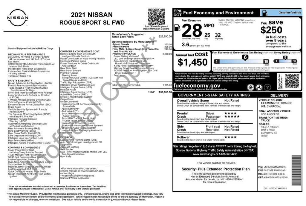 2021 Nissan Rogue Sport SL Orange at Texan Dodge Chrysler Jeep Ram