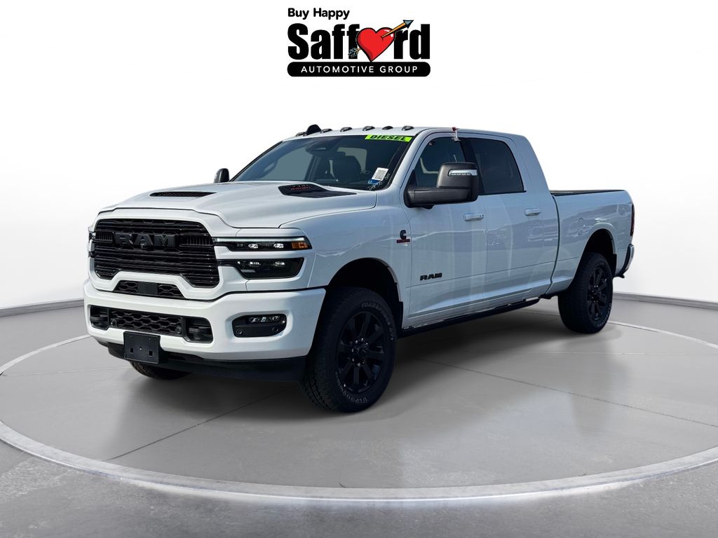 Bright White Clearcoat 2026 RAM 3500 Laramie Mega Cab 4WD Pickup Truck Four-Wheel Drive 8-Speed Automatic