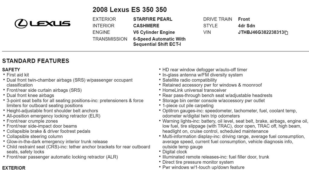 2008 Lexus ES 350 20