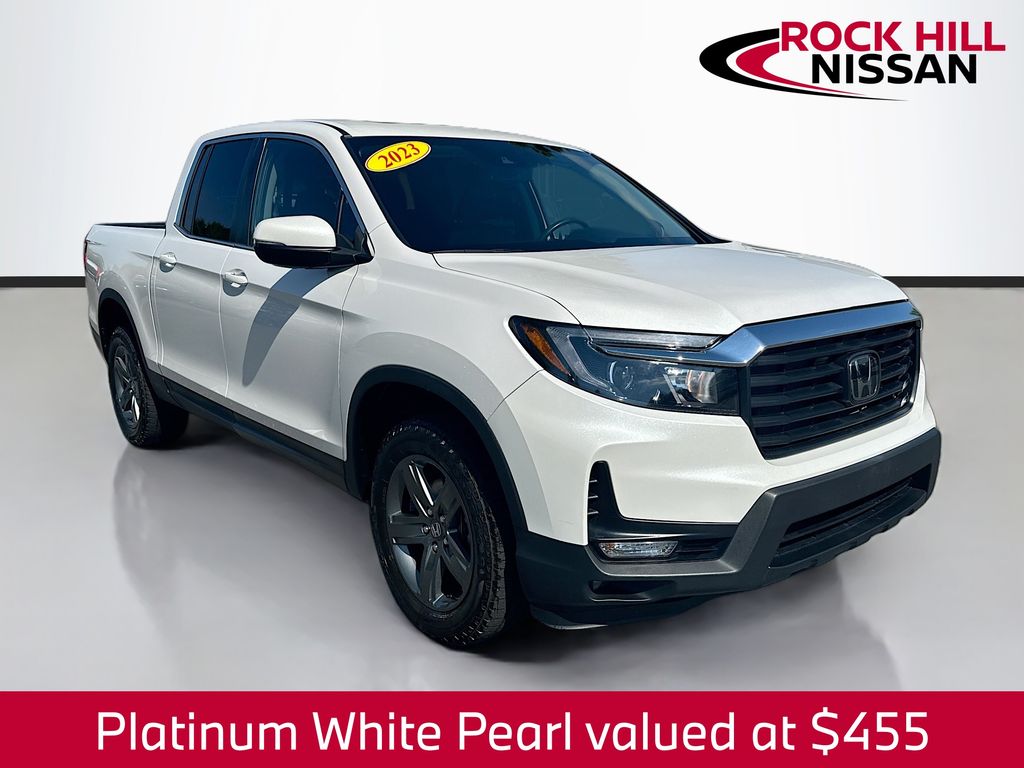 Platinum White 2023 Honda Ridgeline Pickup Truck All-Wheel Drive 9-Speed Automatic