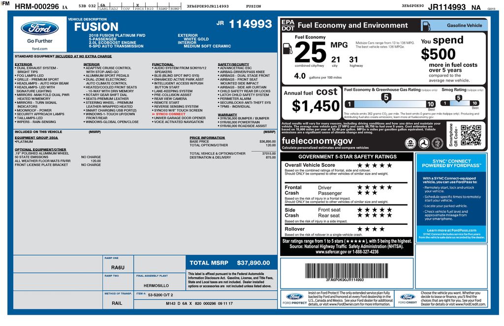 2018 Ford Fusion Platinum - Image 3
