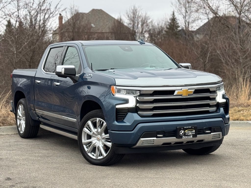 Lakeshore Blue Metallic 2024 Chevrolet Silverado 1500 High Country Crew Cab 4WD Pickup Truck Four-Wheel Drive Automatic