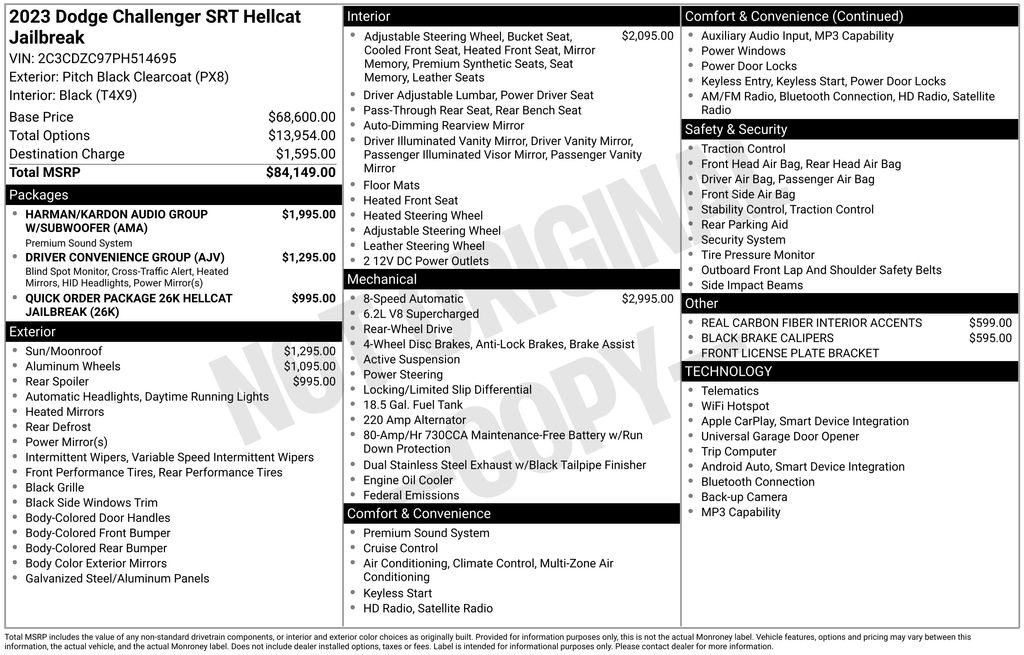 Used 2023 Black Dodge SRT Hellcat Jailbreak image 6