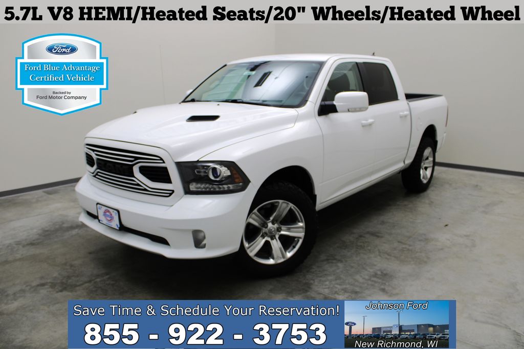 Bright White Clearcoat 2018 RAM 1500 Sport Crew Cab 4WD Pickup Truck Four-Wheel Drive 8-Speed Automatic