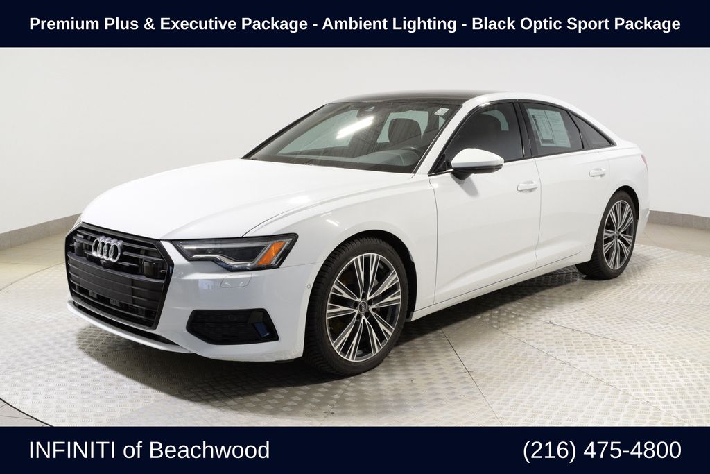 Glacier White Metallic 2023 Audi A6 quattro Premium Plus 45 TFSI Sedan All-Wheel Drive 7-Speed Automatic