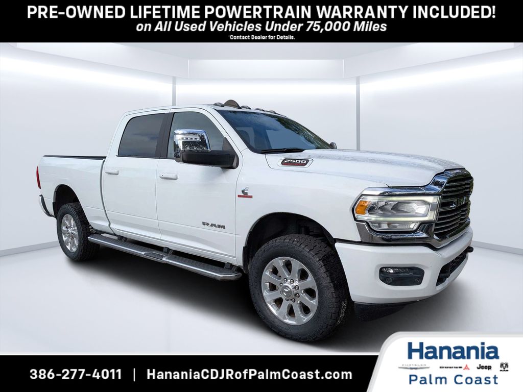 Bright White Clearcoat 2023 RAM 2500 Laramie Crew Cab 4WD Pickup Truck Four-Wheel Drive 6-Speed Automatic