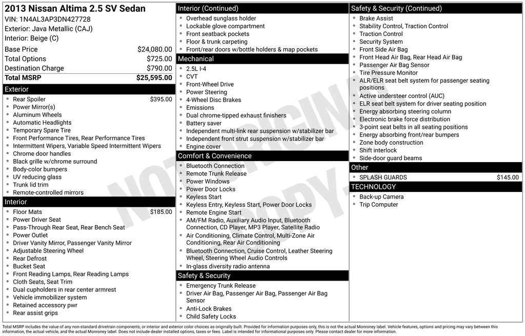 Used Car 2013 Nissan Altima  2.5 Sv For Sale Under $10,000 In Austin, Texas