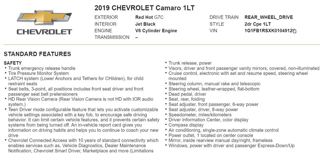 2019 Chevrolet Camaro 1LT 18