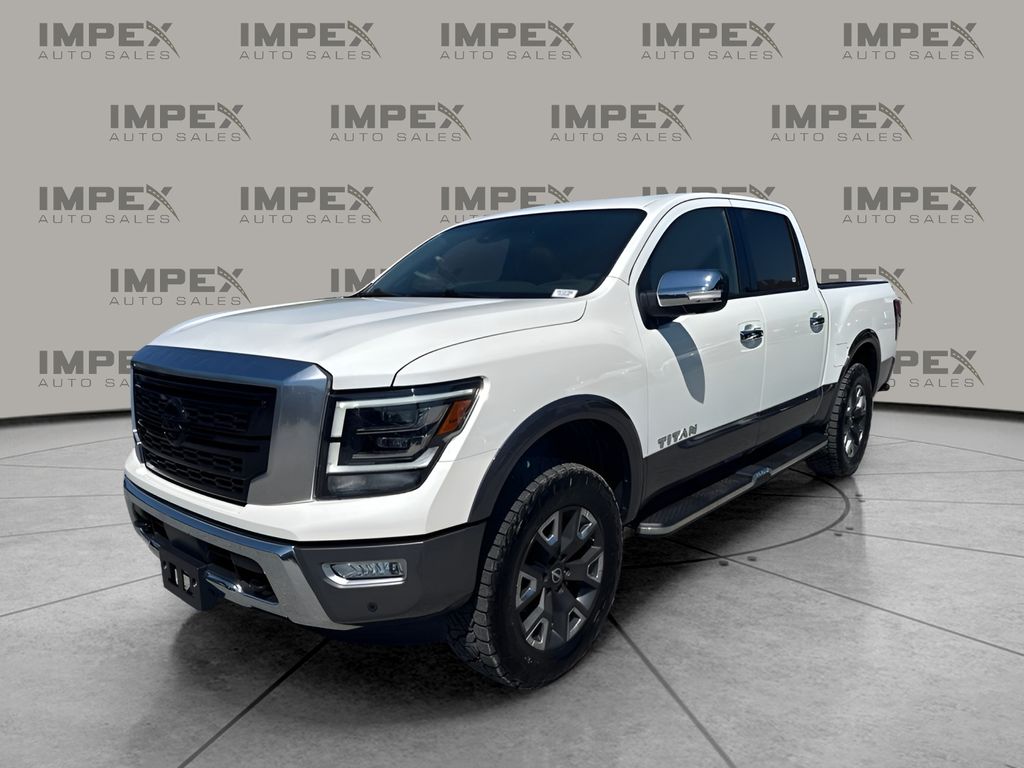 Pearl White Metallic 2024 Nissan Titan Pickup Truck Four-Wheel Drive 9-Speed Automatic