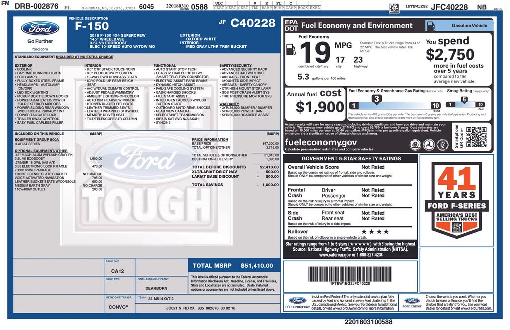 Certified Used 2018 White Ford Lariat image 2