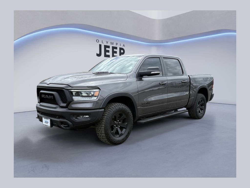 Gray (Granite Crystal Metallic Clearcoat) 2022 RAM 1500 Rebel Crew Cab 4WD Pickup Truck Four-Wheel Drive 8-Speed Automatic