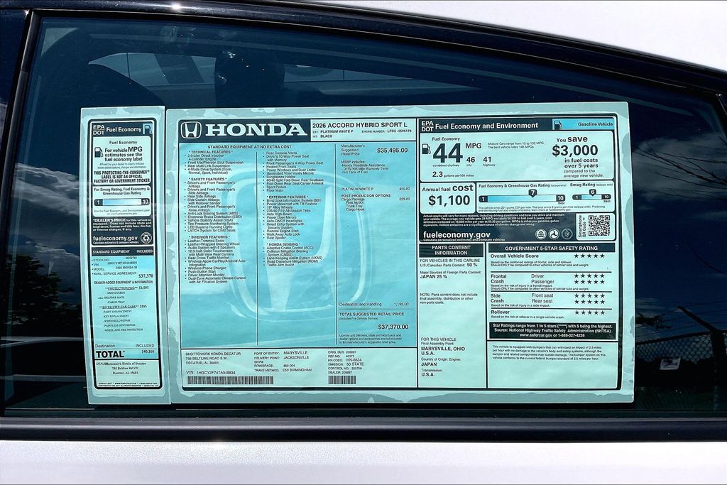 New 2026 Honda Accord Hybrid Sedan