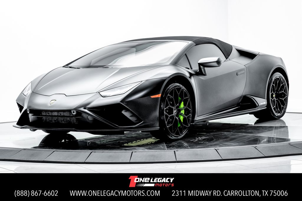 Black 2022 Lamborghini Huracan LP 610-2 EVO Spyder RWD Convertible Rear-Wheel Drive 7-Speed Manual