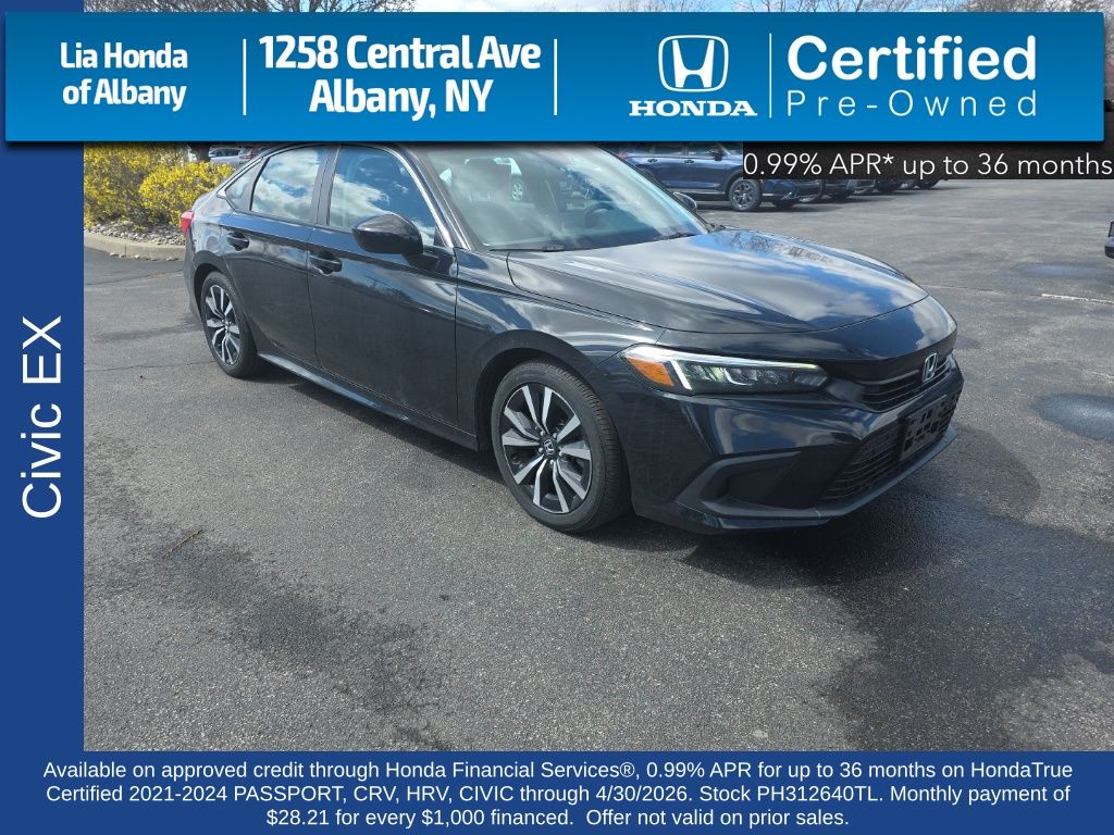 Crystal Black Pearl 2023 Honda Civic EX FWD Sedan Front-Wheel Drive Continuously Variable Transmission