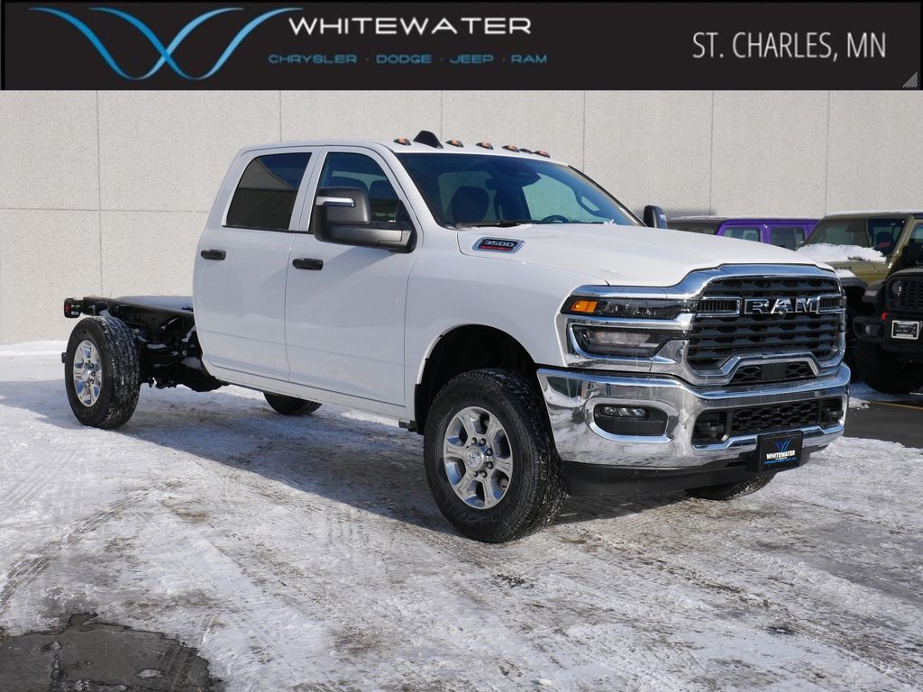 Bright White Clearcoat 2026 RAM 3500 Chassis Tradesman Crew Cab LB 4WD Pickup Truck Four-Wheel Drive 8-Speed Automatic