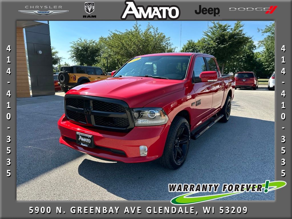 Flame Red Clearcoat 2018 RAM 1500 Pickup Truck Four-Wheel Drive 8-Speed Automatic