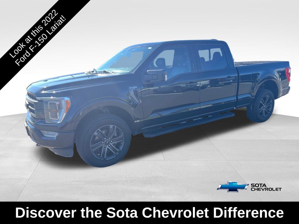 Agate Black Metallic 2022 Ford F-150 Lariat SuperCrew 4WD Pickup Truck Four-Wheel Drive Automatic