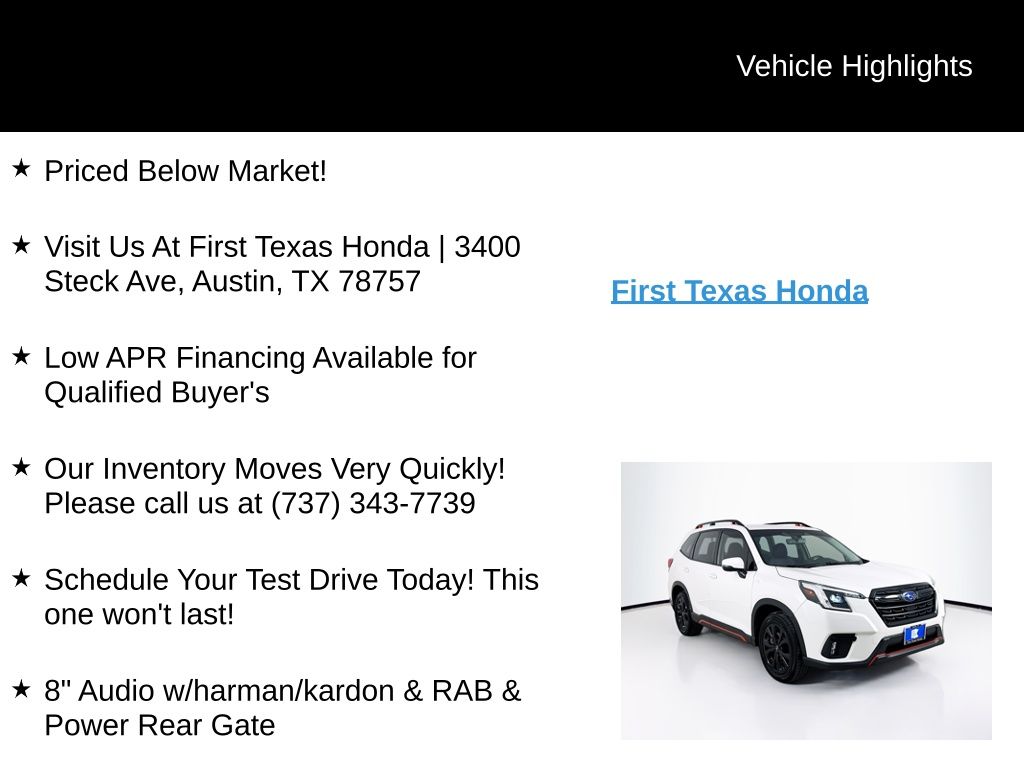 Used Car 2024 Subaru Forester  Sport For Sale Under $30,000 In Austin, Texas