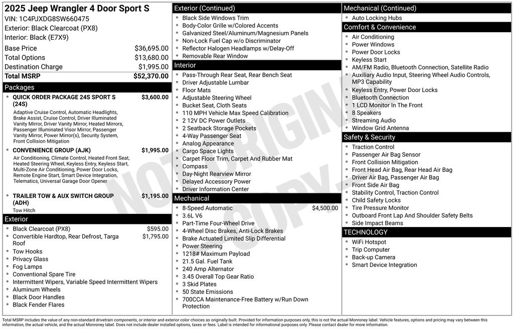 New 2025 Black Clearcoat Jeep Sport S image 5