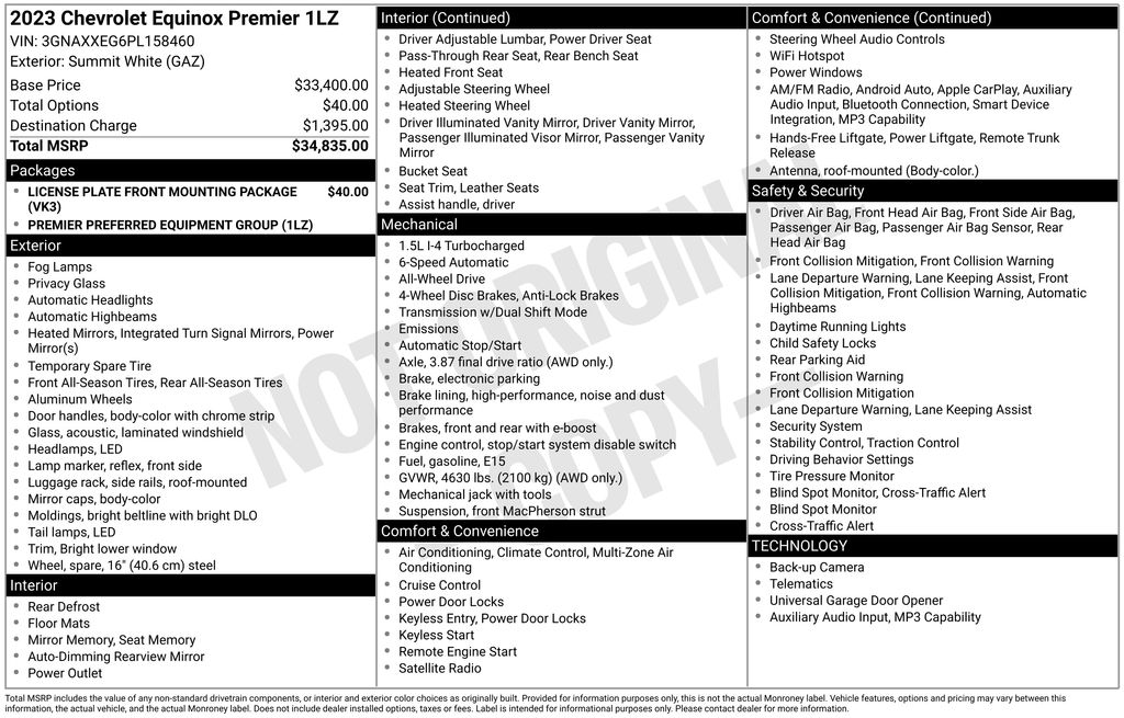 2023 Chevrolet Equinox Premier White at Carlisle Cadillac Buick GMC