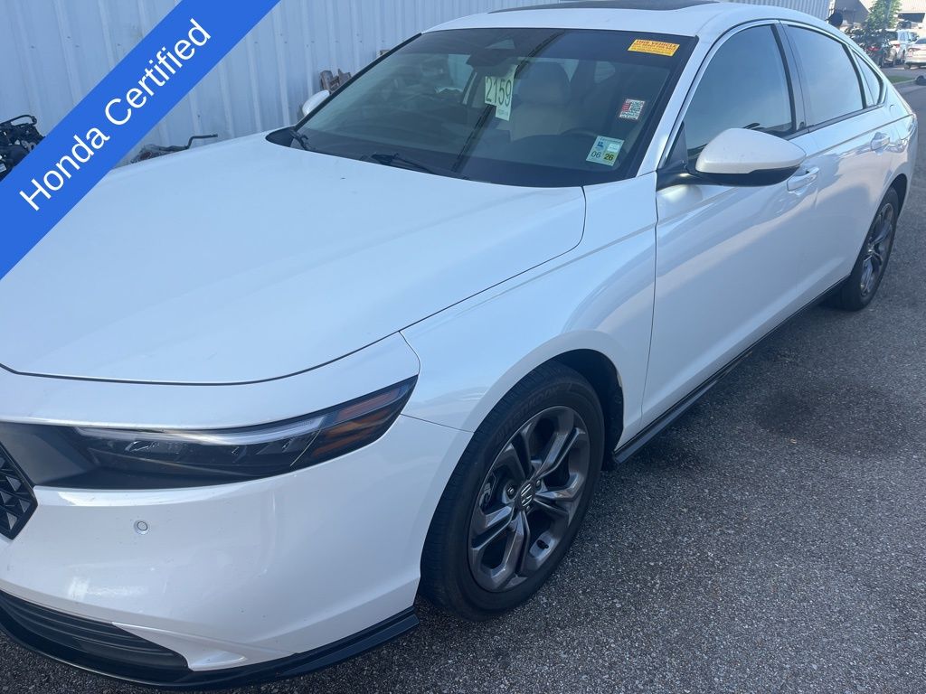 Platinum White Pearl 2024 Honda Accord Hybrid EX-L FWD Sedan Front-Wheel Drive Continuously Variable Transmission