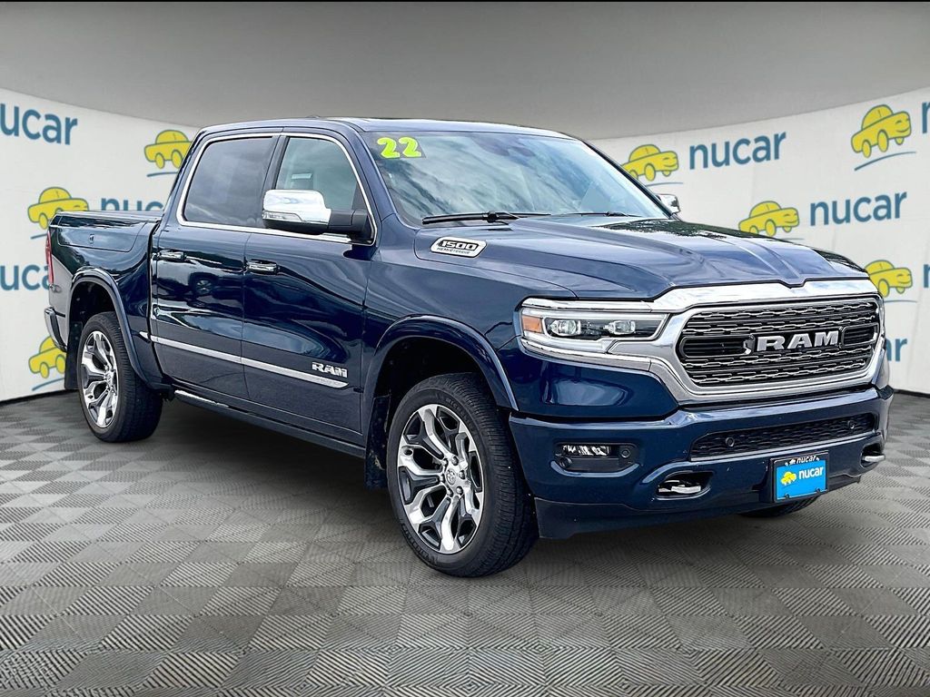 Blue 2022 RAM 1500 Pickup Truck Four-Wheel Drive 8-Speed Automatic