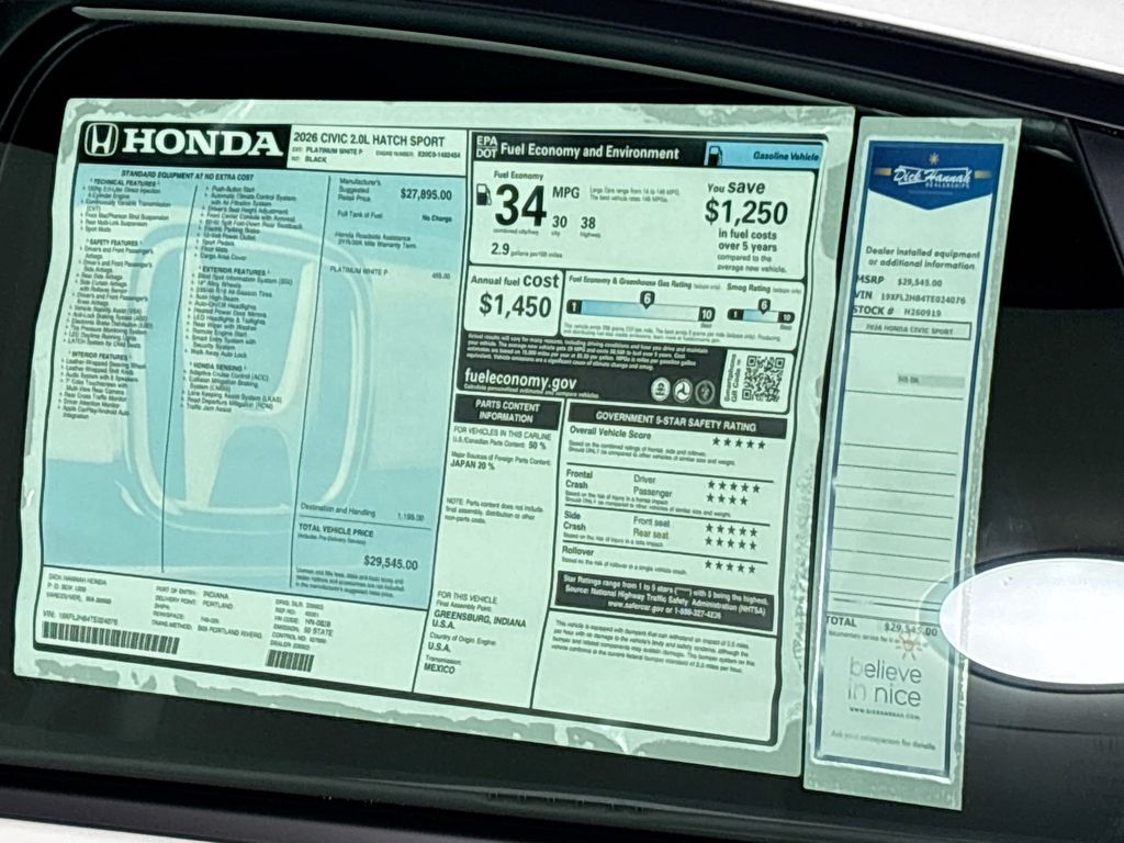 2026 Honda Civic Sport