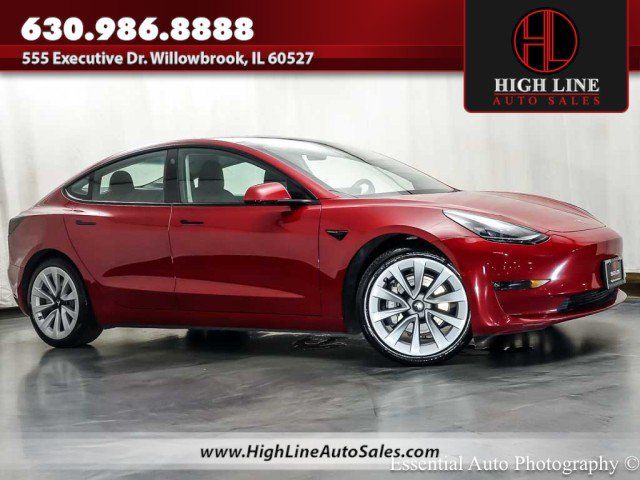 Red Multi-Coat 2022 Tesla Model 3 Sedan All-Wheel Drive 1-Speed Automatic