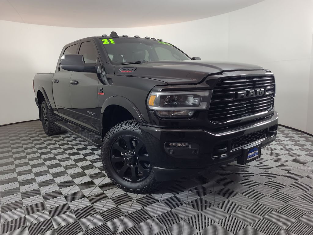 Diamond Black Crystal Pearlcoat 2021 RAM 2500 Laramie Crew Cab 4WD Pickup Truck Four-Wheel Drive 6-Speed Automatic