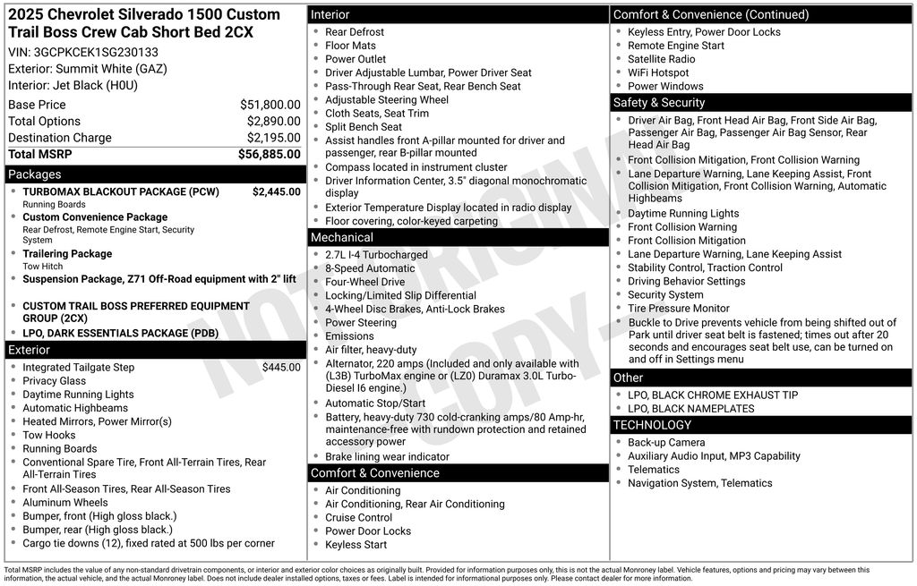 Certified Used 2025 White Chevrolet Custom Trail Boss image 5
