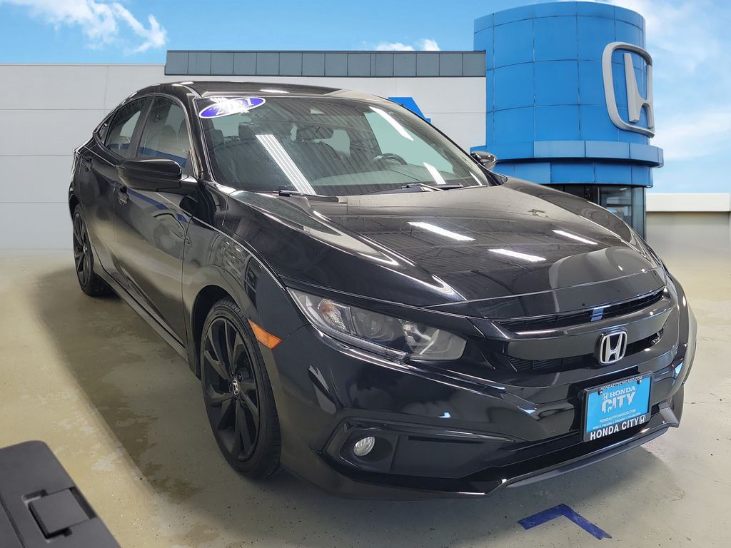 Black 2021 Honda Civic Sedan Front-Wheel Drive Continuously Variable Transmission