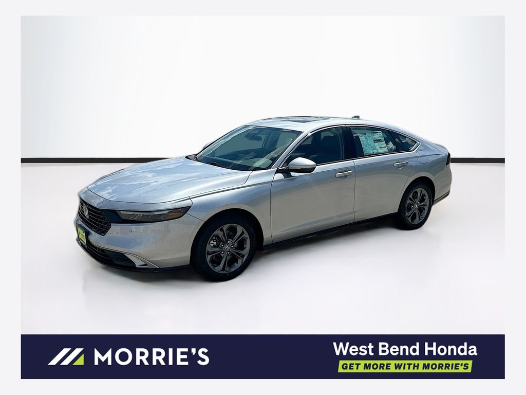 Solar Silver Metallic 2025 Honda Accord Hybrid Sedan Front-Wheel Drive Continuously Variable Transmission