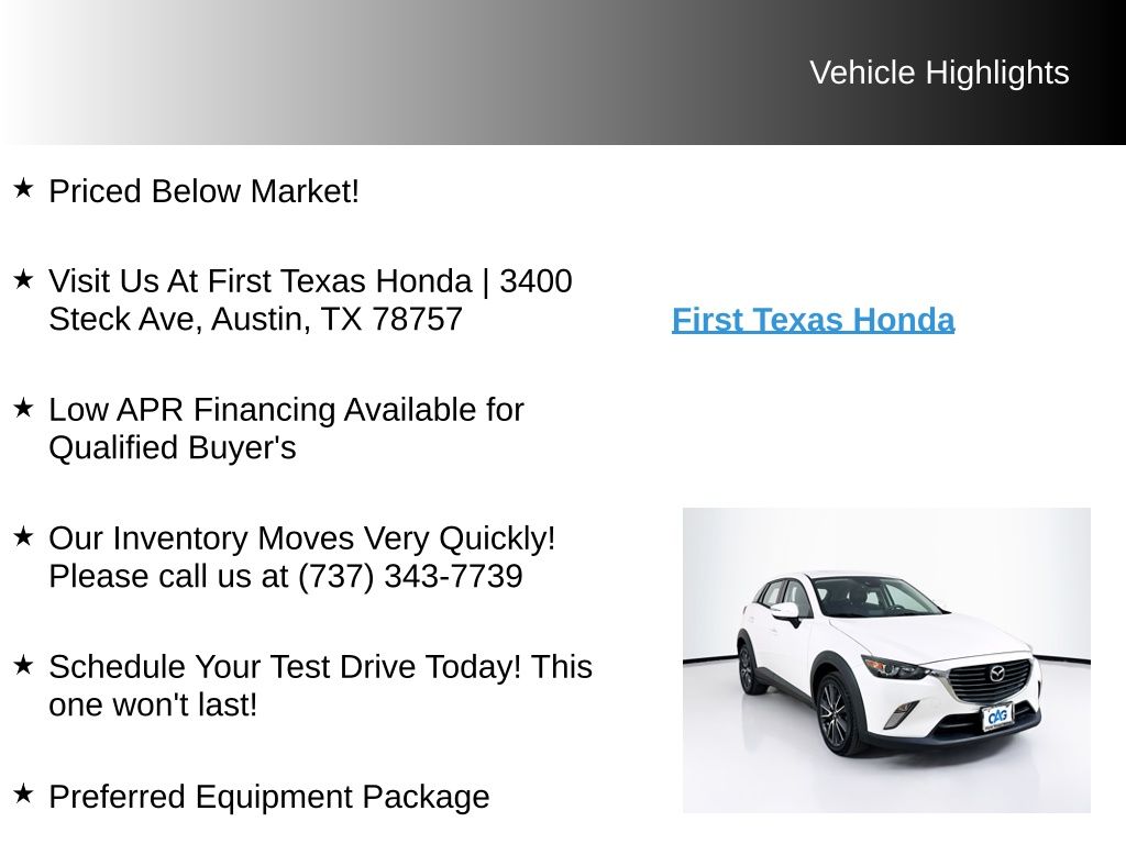 Used Car 2018 Mazda Cx-3  Touring For Sale Under $20,000 In Austin, Texas