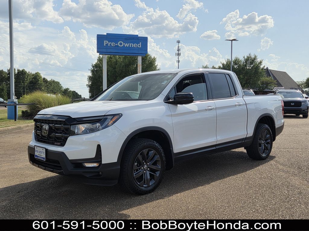 Platinum White 2025 Honda Ridgeline Pickup Truck All-Wheel Drive 9-Speed Automatic