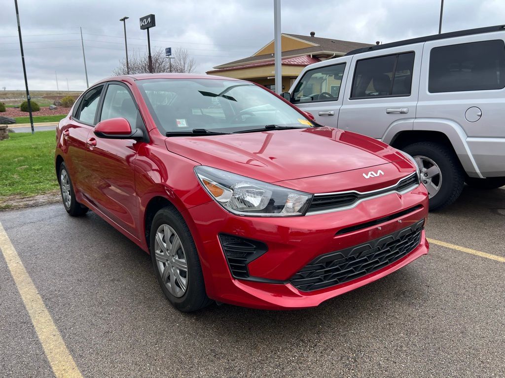 Currant Red 2023 Kia Rio S FWD Sedan Front-Wheel Drive Continuously Variable Transmission