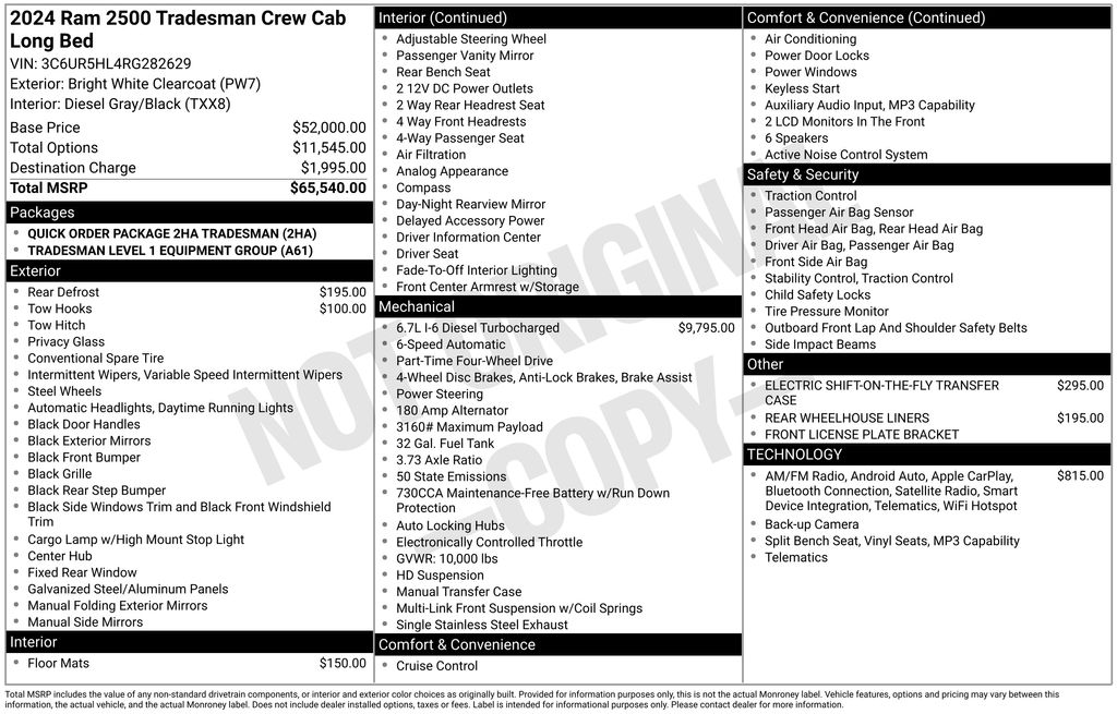 2024 Ram 2500 Tradesman Crew Cab 4x4 8' Box