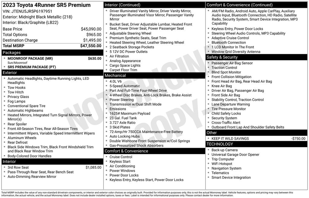 Used Car 2023 Toyota 4runner  Sr5 Premium For Sale Under $50,000 In Austin, Texas