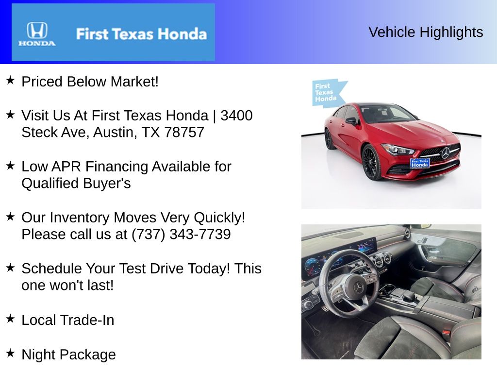 Used Car 2021 Mercedes-benz Cla  Cla 250 For Sale Under $25,000 In Austin, Texas
