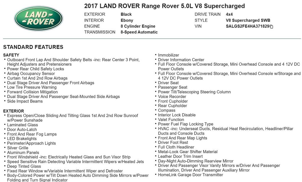 2017 Land Rover Range Rover 5.0L V8 Supercharged 20