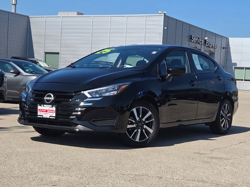 Super Black 2025 Nissan Versa Sedan Front-Wheel Drive Continuously Variable Transmission