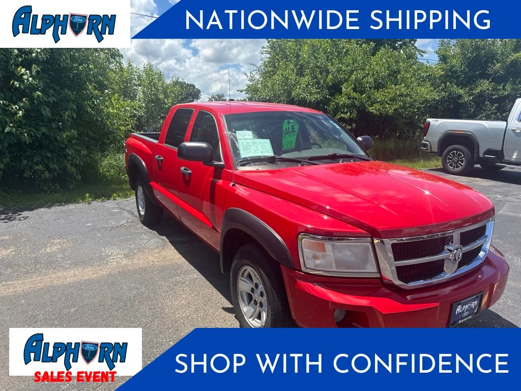 Flame Red Clearcoat 2008 Dodge Dakota SLT Crew Cab 4WD Pickup Truck Four-Wheel Drive 4-Speed Automatic