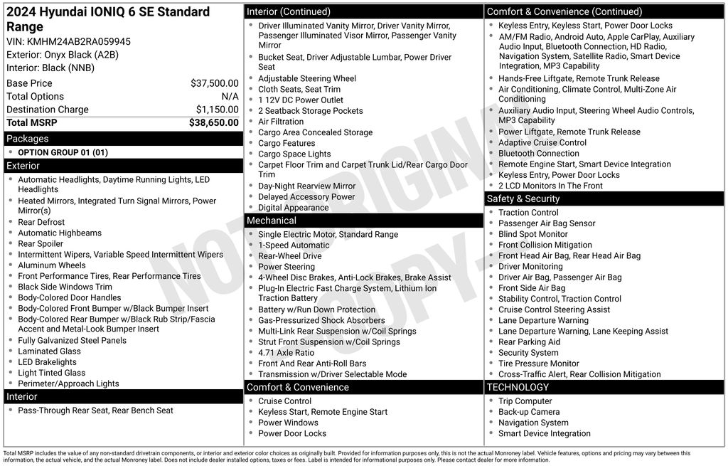 Certified Used 2024 Black Hyundai SE Standard Range image 7