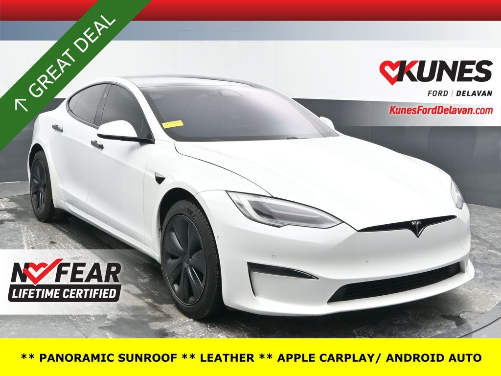 Pearl White Multi-Coat 2021 Tesla Model S Plaid AWD Sedan All-Wheel Drive 1-Speed Automatic